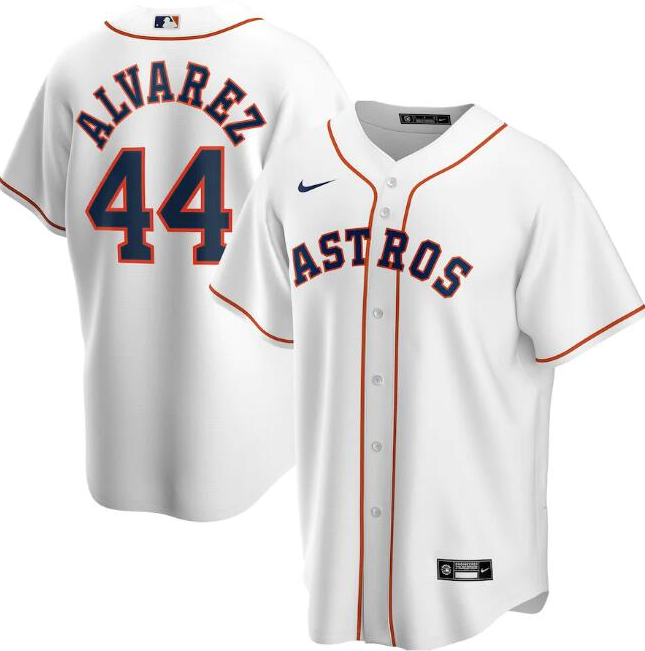 Men's Houston Astros #44 Yordan Alvarez White Cool Base Stitched Jersey